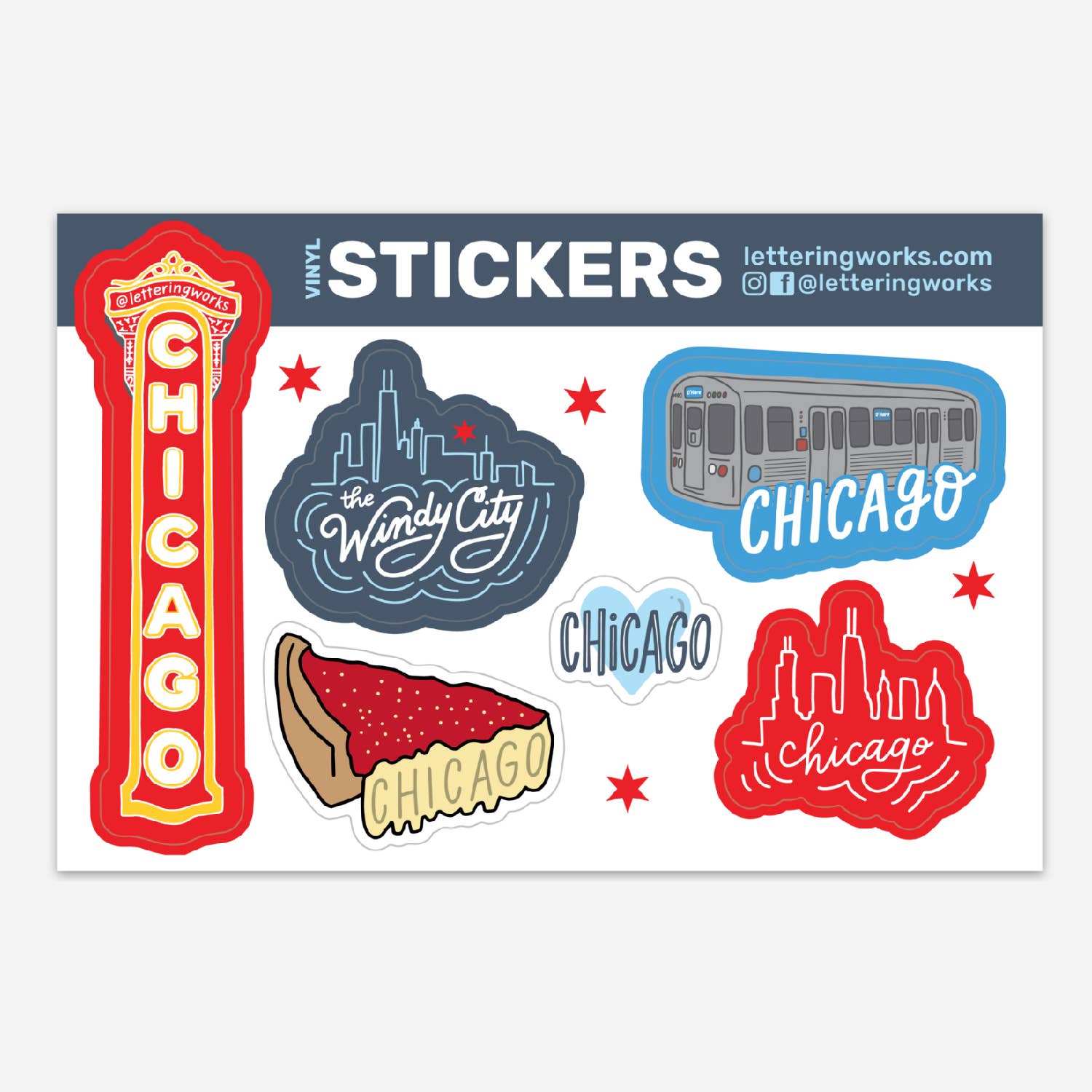 Chicago Sticker Sheet (with six stickers)