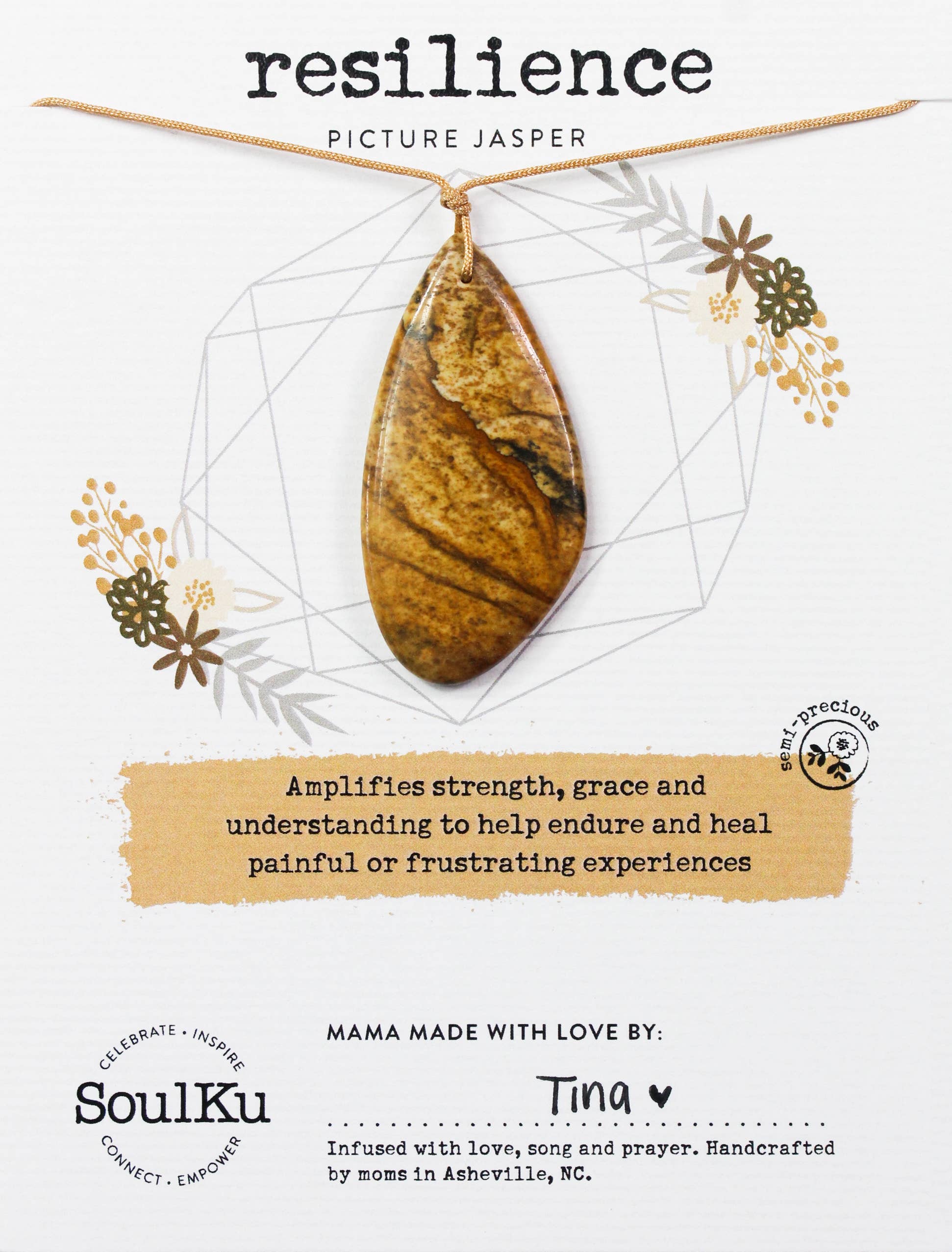 Picture Jasper Touchstone Necklace for Resilience - TCH07