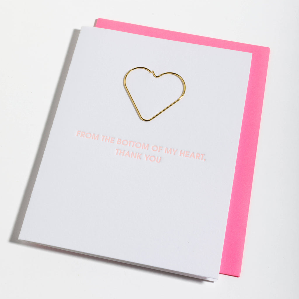Bottom of My Heart Paper Clip Letterpress Card