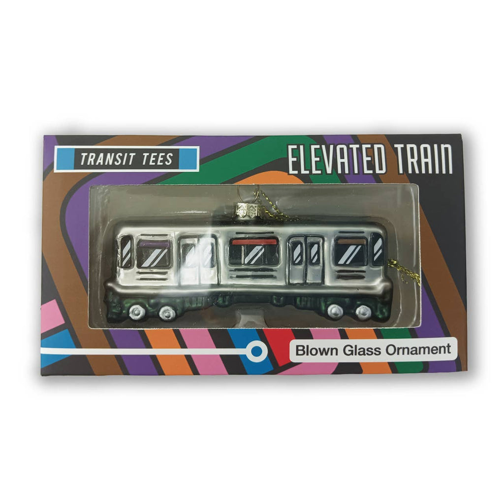 Elevated Train Blown Glass Ornament