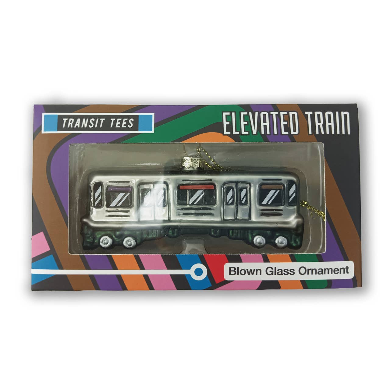 Elevated Train Blown Glass Ornament