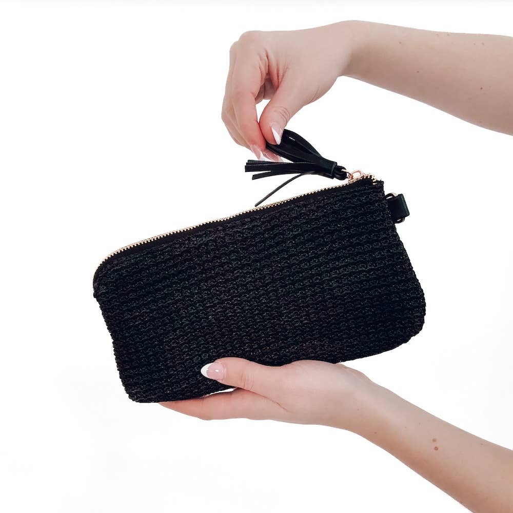 Rome Raffia Clutch Card Wallet Wristlet