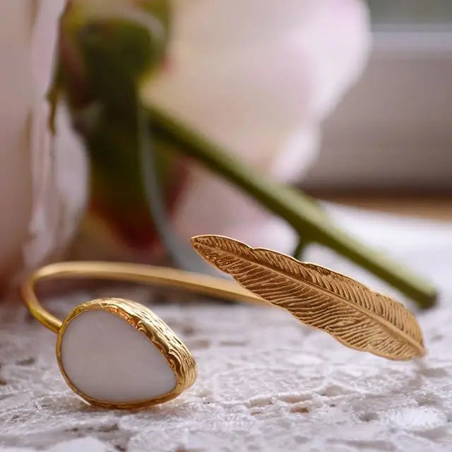 Feather Wrap Stone Bracelet