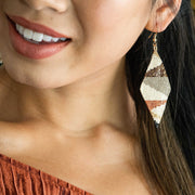 Frida Angled Stripes Beaded Earrings Mixed Metallic