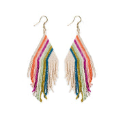 Haley Falling LInes Beaded Fringe Earrings Rainbow