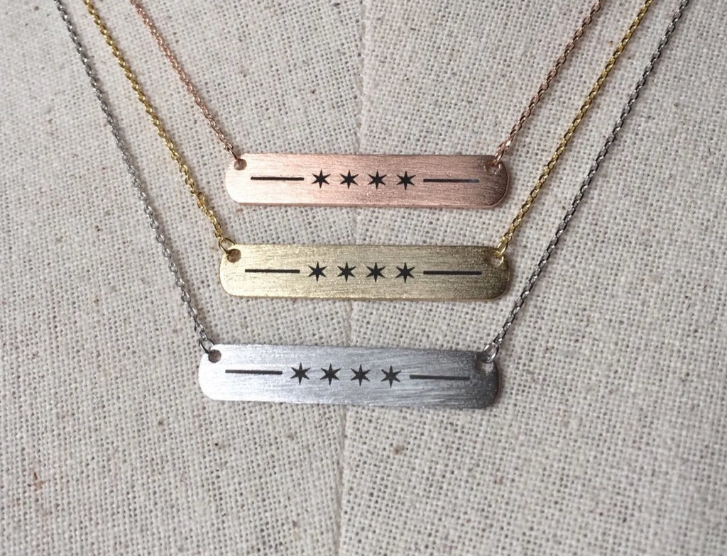 Chicago Flag Bar Necklace