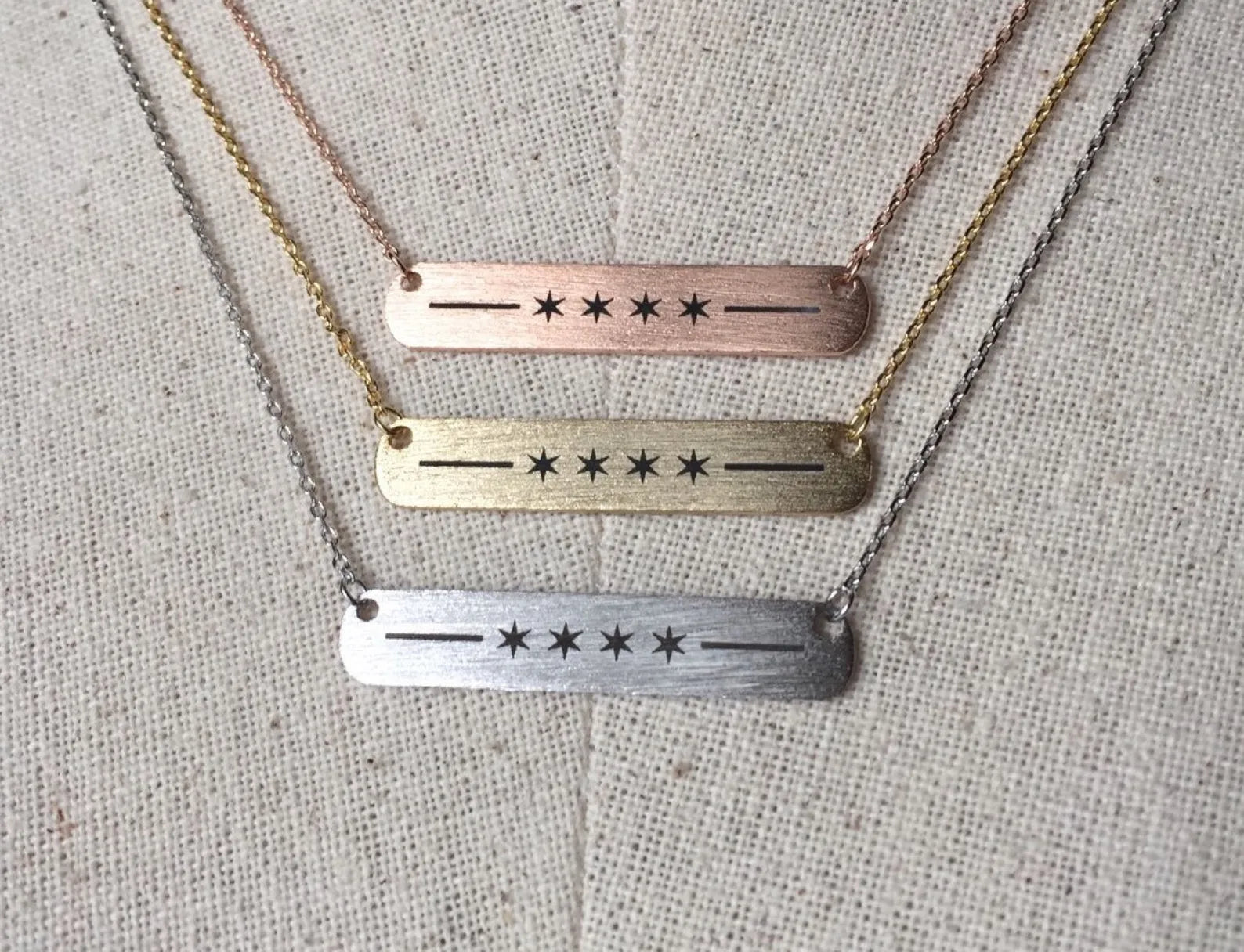 Chicago Flag Bar Necklace