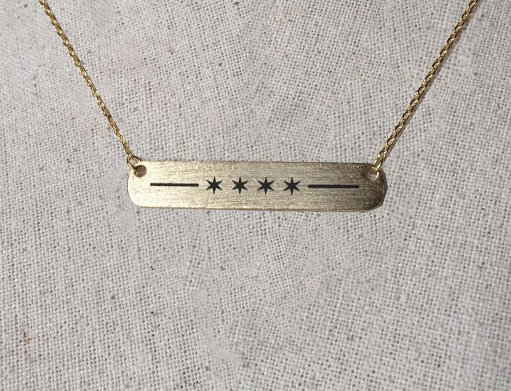 Chicago Flag Bar Necklace