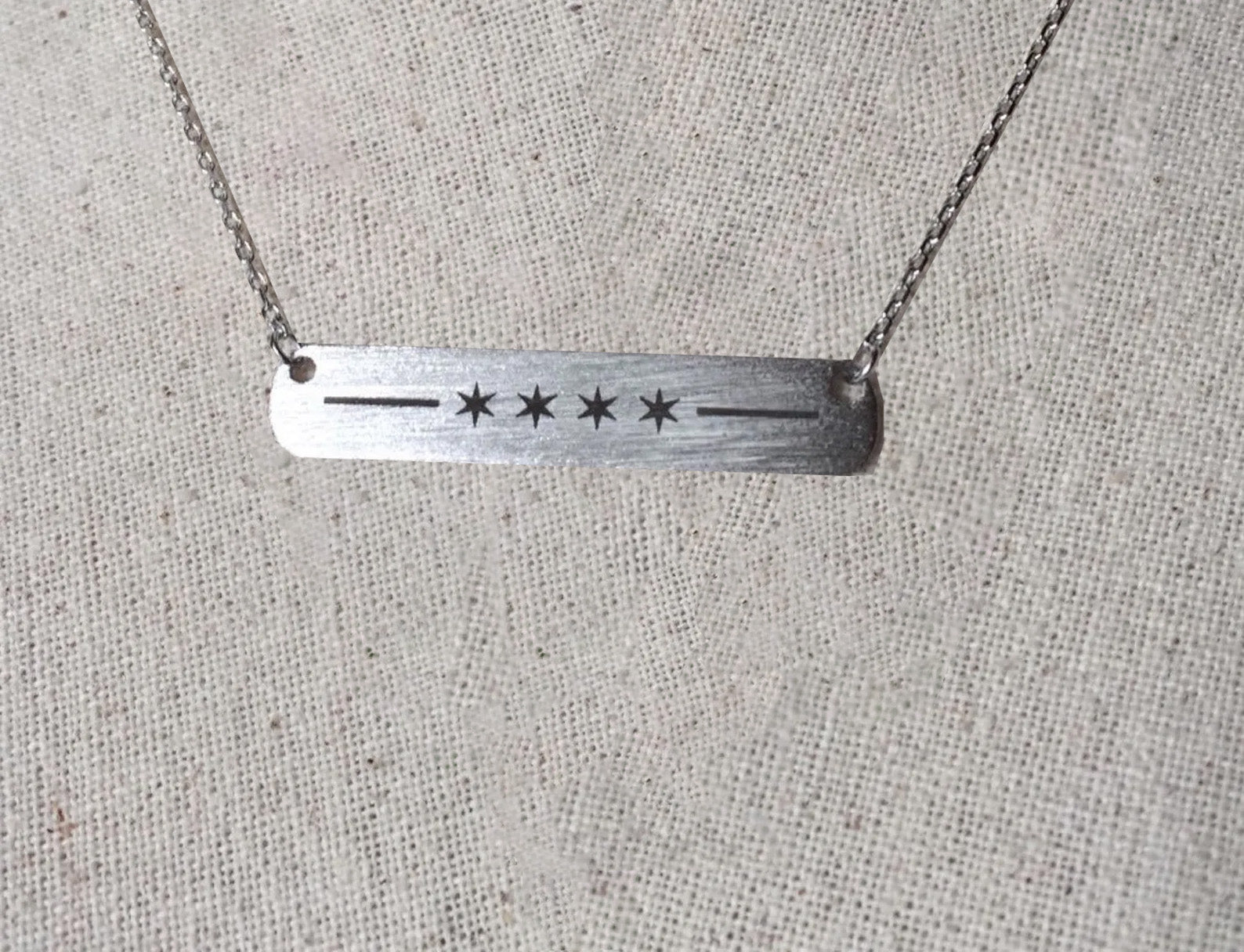 Chicago Flag Bar Necklace