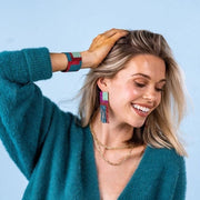 Belle Geo Shapes Beaded Fringe Earrings Mint Multicolor
