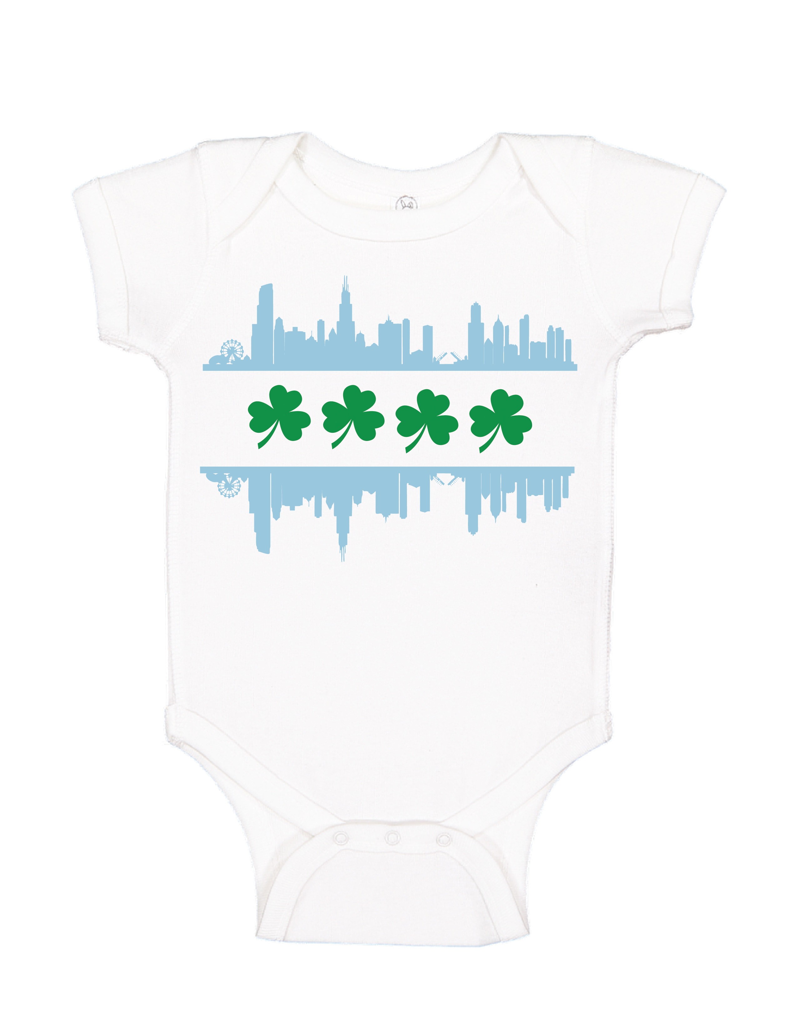 Chicago Skyline Shamrock Reflection Onesie
