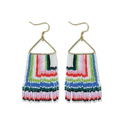 Paige Ascending Blocks Beaded Fringe Earrings Rio