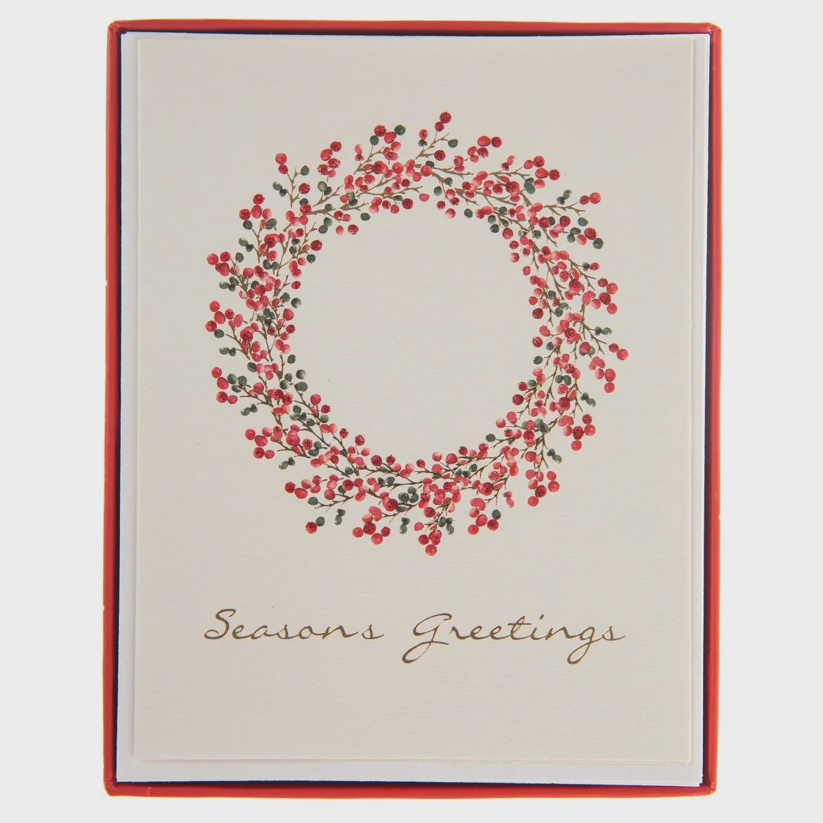 Red & Green berry wreath Mid-Sized Holiday - Boxed Cards