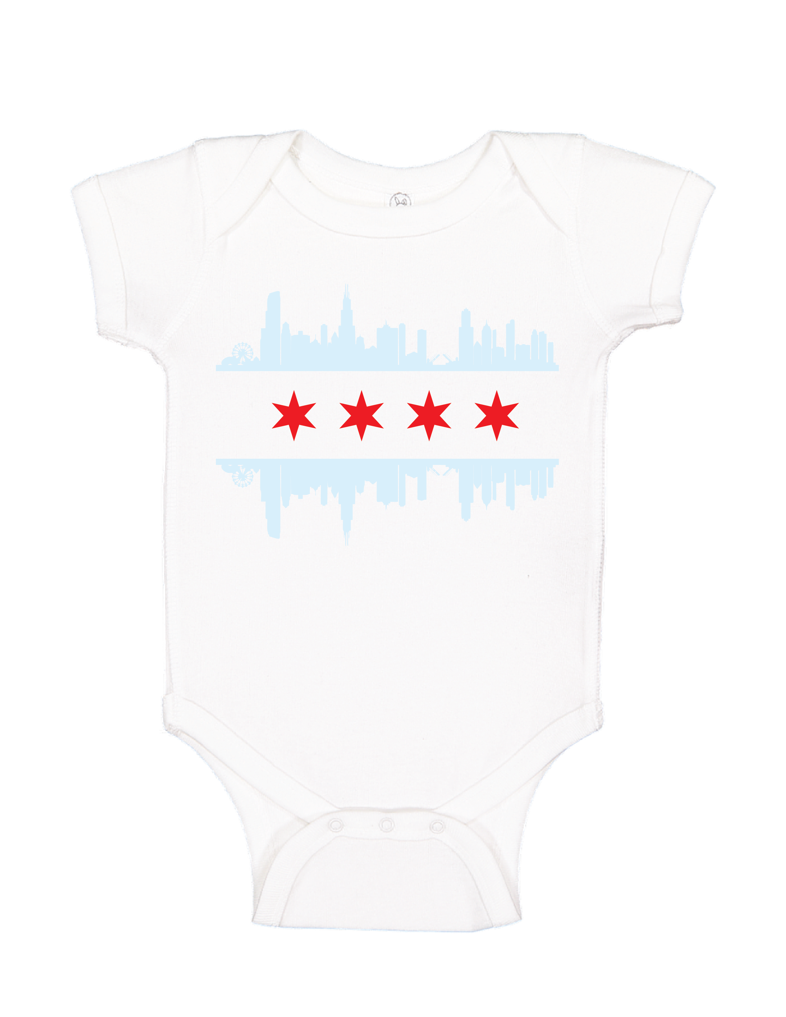 Chicago Skyline Reflection Baby Onesie + Tshirt