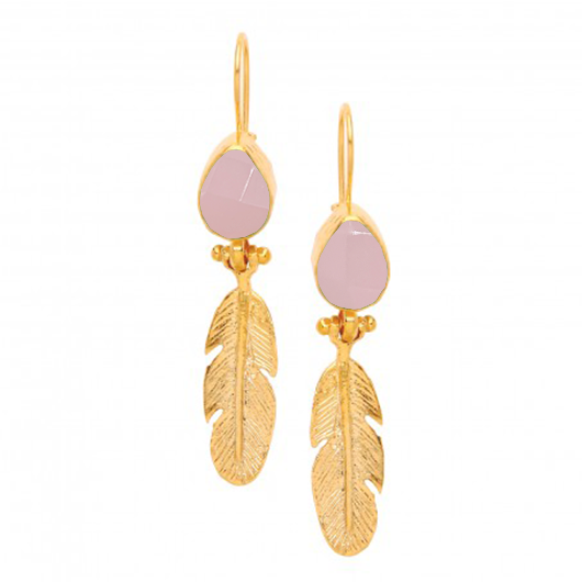 Stone and Feather Earring