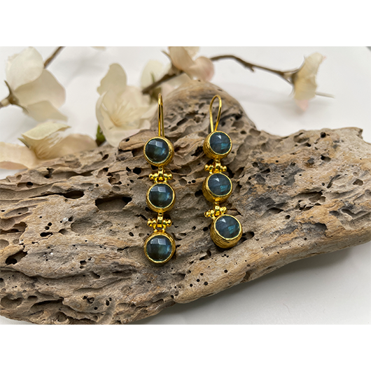 Three Stone Round Earrings