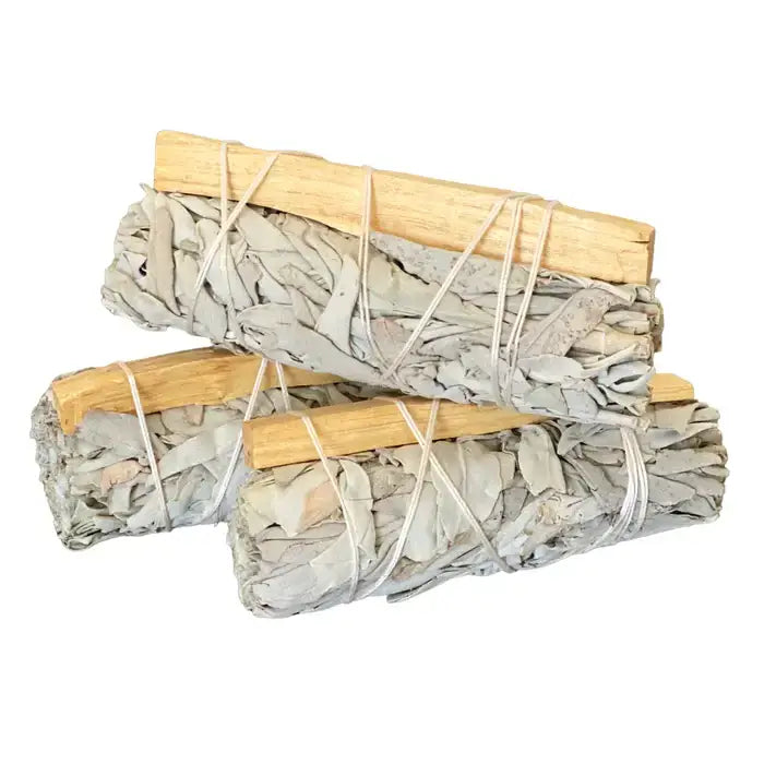 White Sage with Palo Santo 4" Organic White Sage Smudge Wand