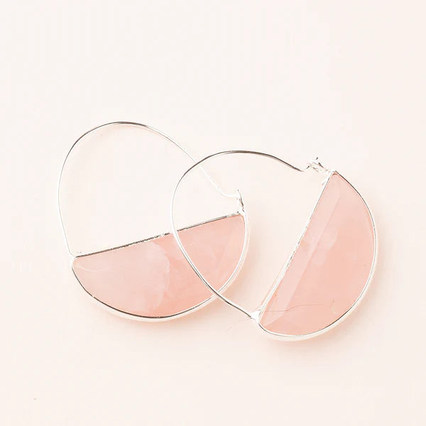 Stone Prism Hoop Earrings