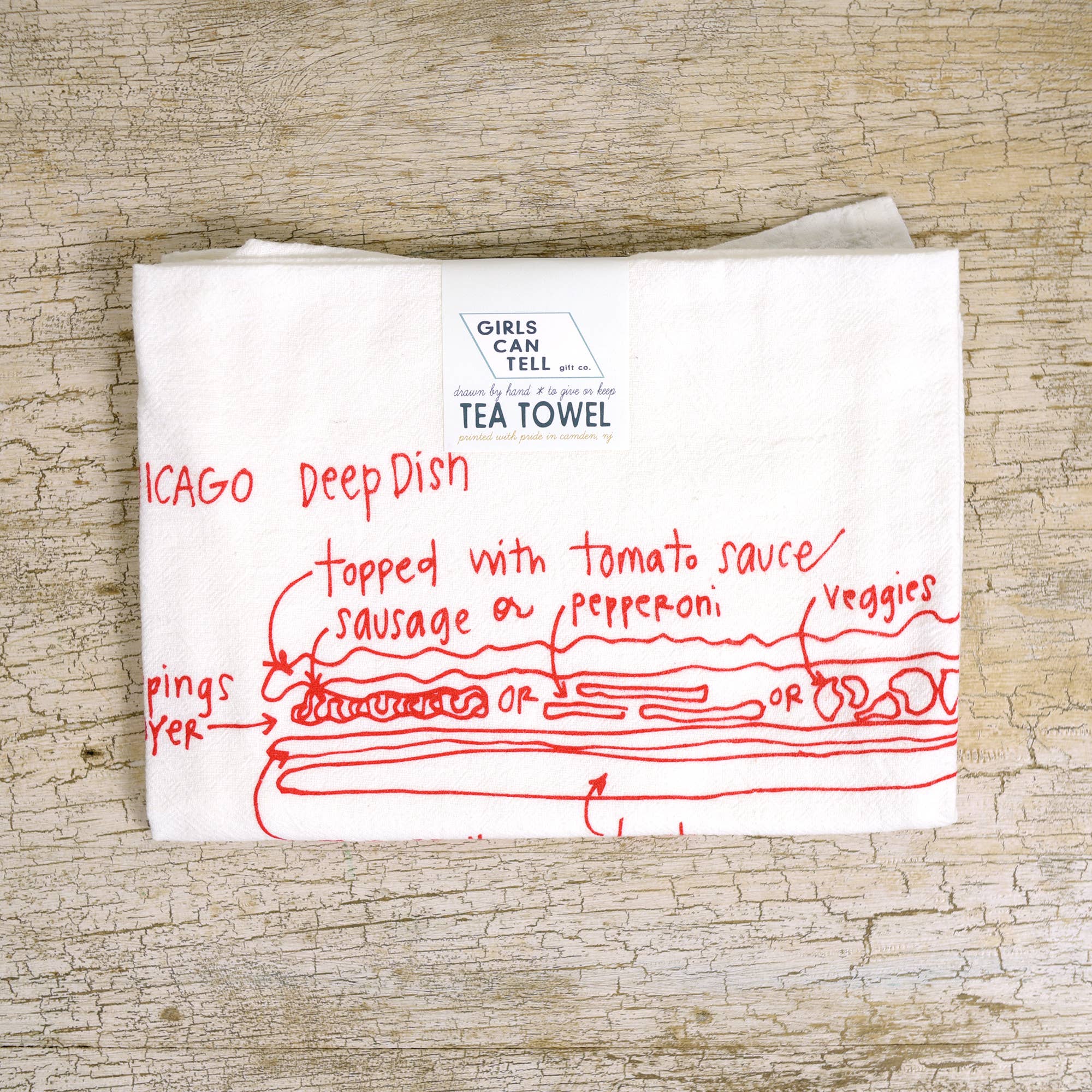 Deep Dish Pizza Tea Towel