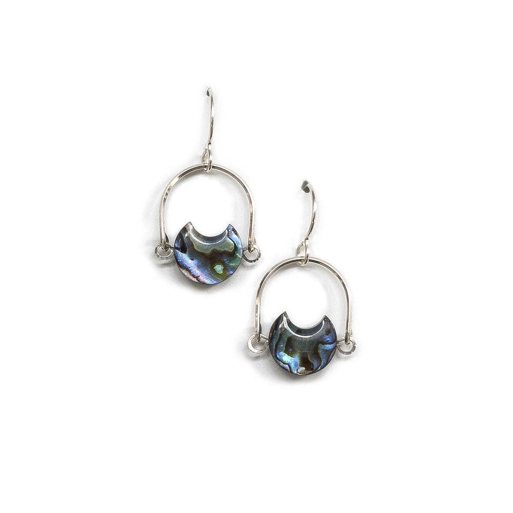 Silver Abalone Mini Eclipse Earrings - One Strange Bird