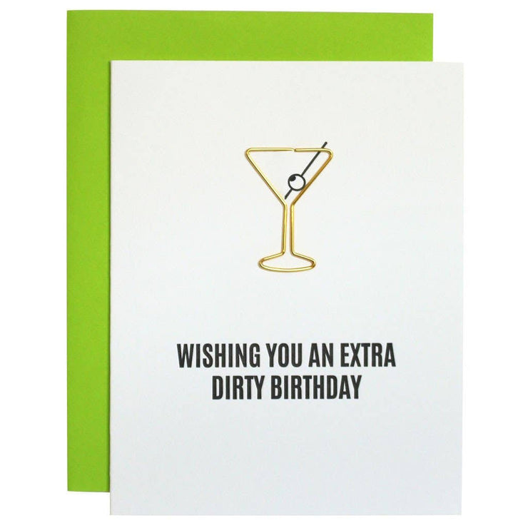 Extra Dirty Birthday Paper Clip Letterpress Card - One Strange Bird