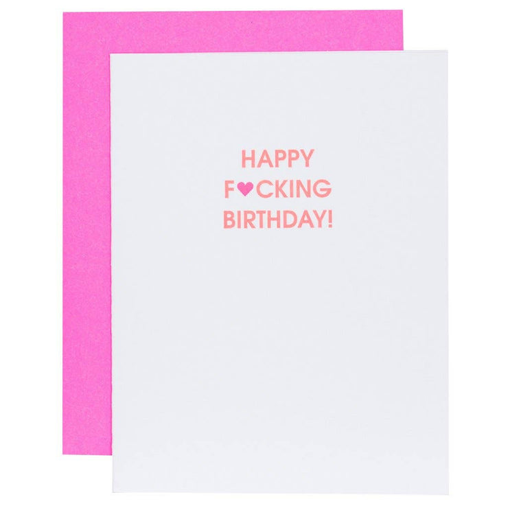 Happy Fucking Birthday Heart Letterpress Card
