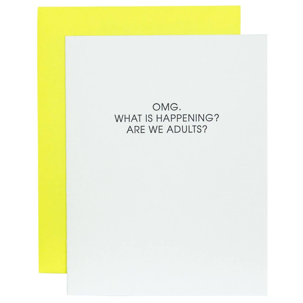 OMG Are We Adults Letterpress Card - One Strange Bird
