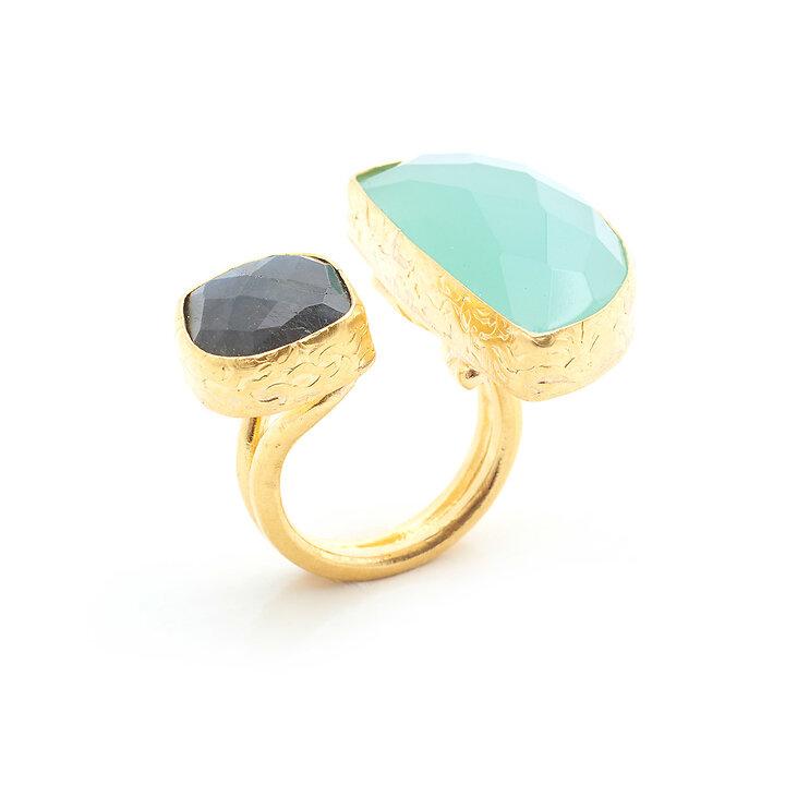 Halfmoon double stone ring - One Strange Bird