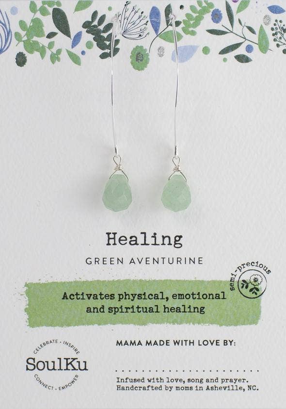 Grn Aventurine SoulFull of Light Long Earrings Healing SFEL5