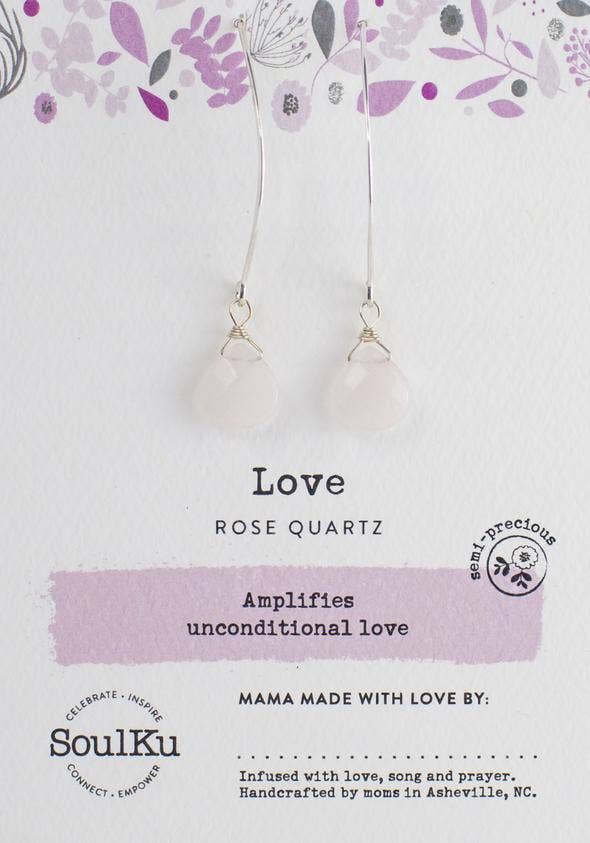 Rose Quartz SoulFull of Light Long Earrings Love - SFEL8