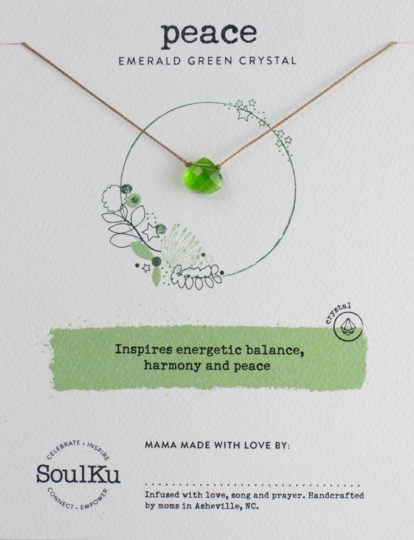 Emerald Green Crystal Soul Shine Necklace for Peace - SS2 - One Strange Bird