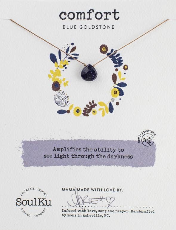 Blue Goldstone Soul-Full of Light Necklace Comfort - SFOL22 - One Strange Bird