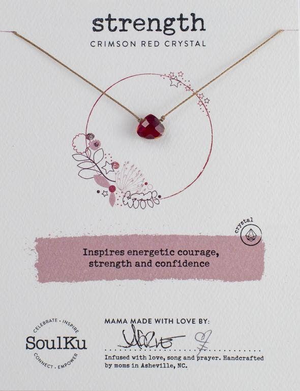 Crimson Red Crystal Soul Shine Necklace for Strength - SS6 - One Strange Bird