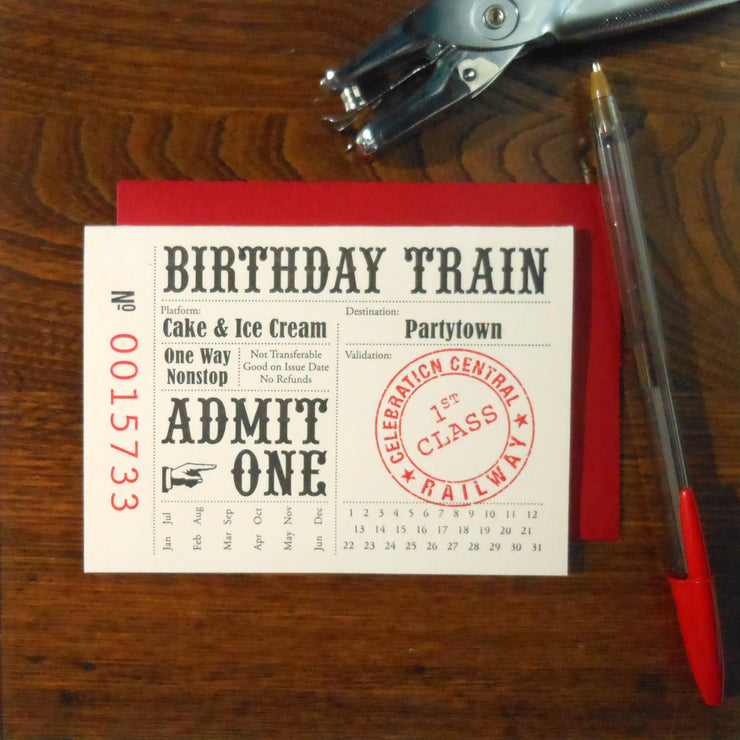 Birthday Train Ticket: 4bar 4.875" x 3.5"