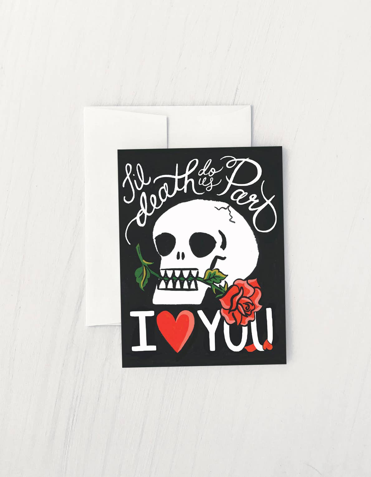 Skull and Rose Card - One Strange Bird