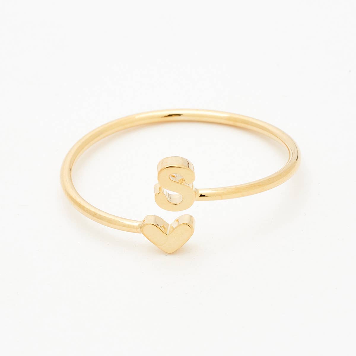 Gold Heart Initial Ring