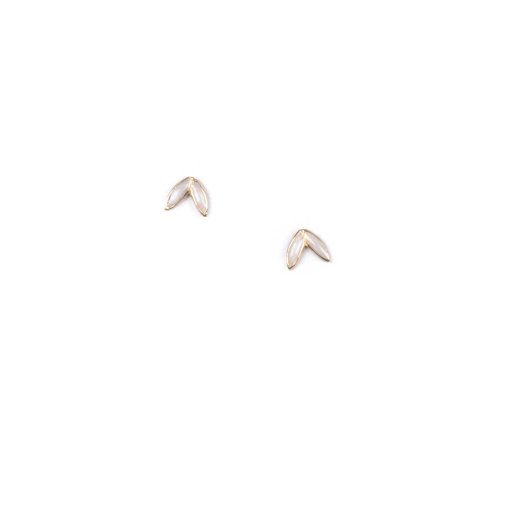 Tiny Laurel Studs in Pearl