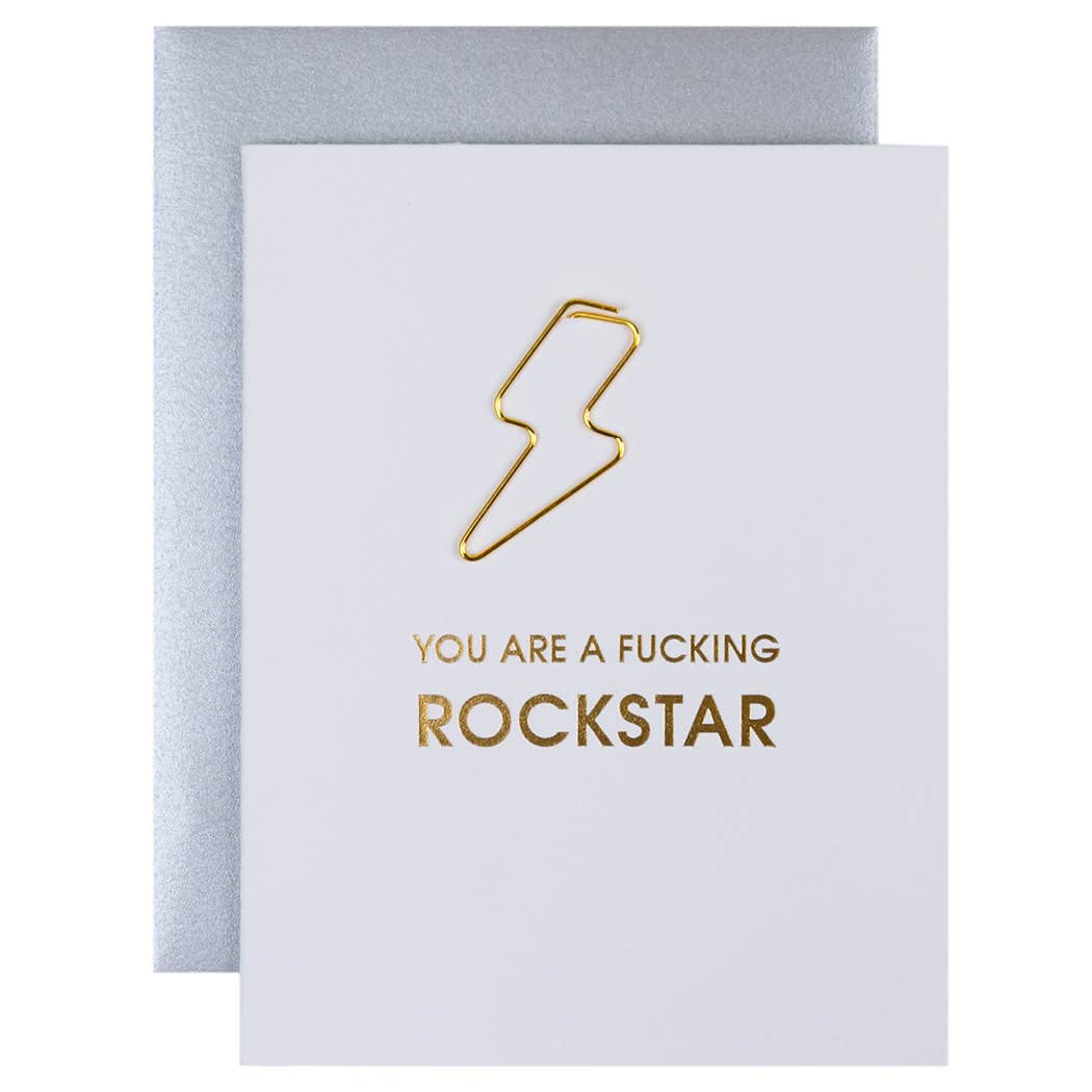 You are a Fucking Rockstar Paperclip Letterpress Card