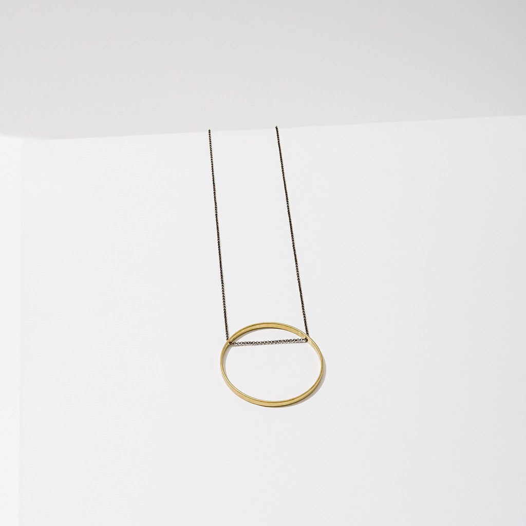 Circle Horizon Necklace: Brass / Medium