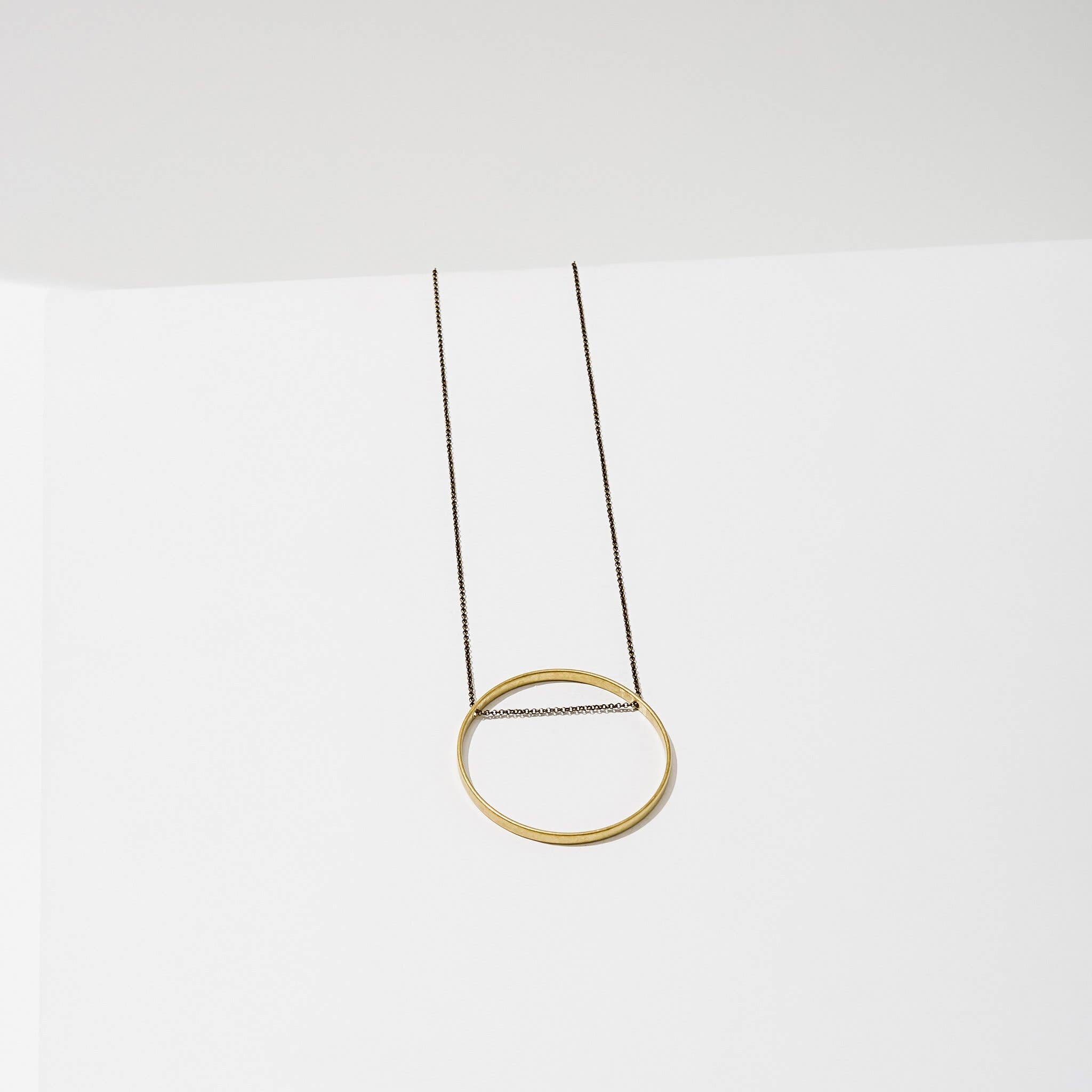 Circle Horizon Necklace: Brass / Medium
