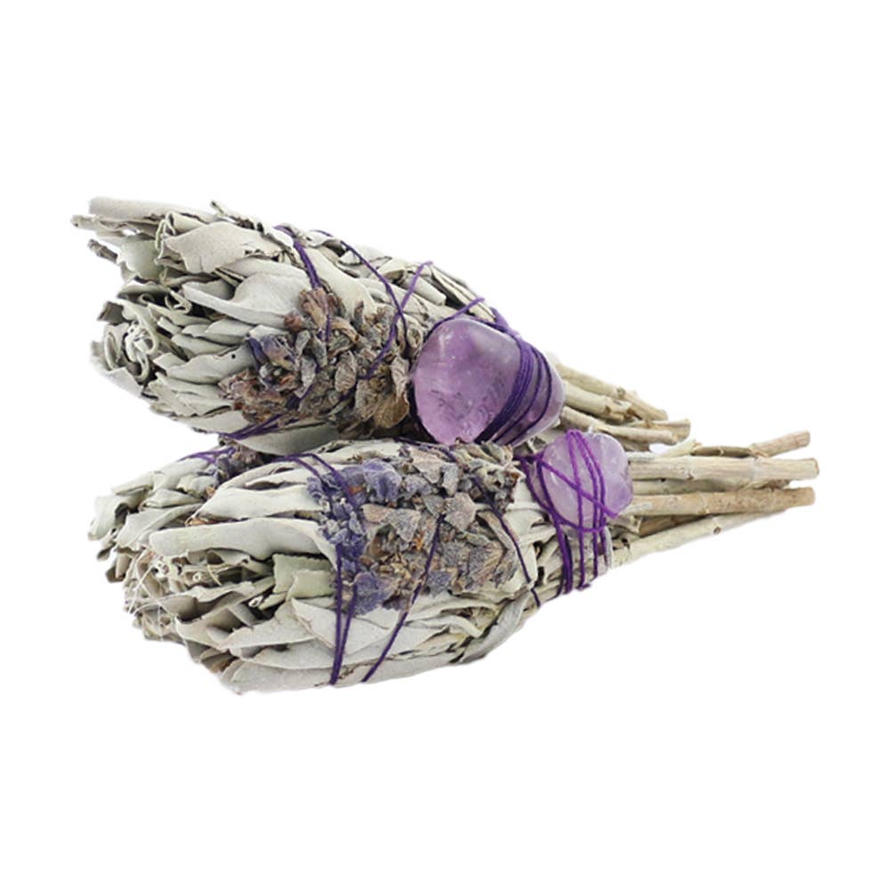 Sage Torch Smudge Sticks with Lavender and Amethyst