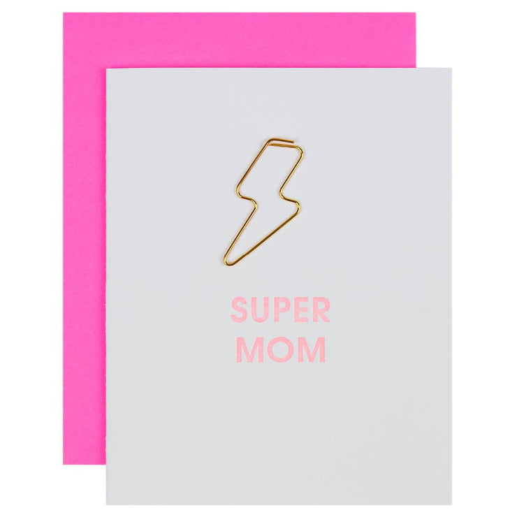 Super Mom - Lightning Bolt Paper Clip Card