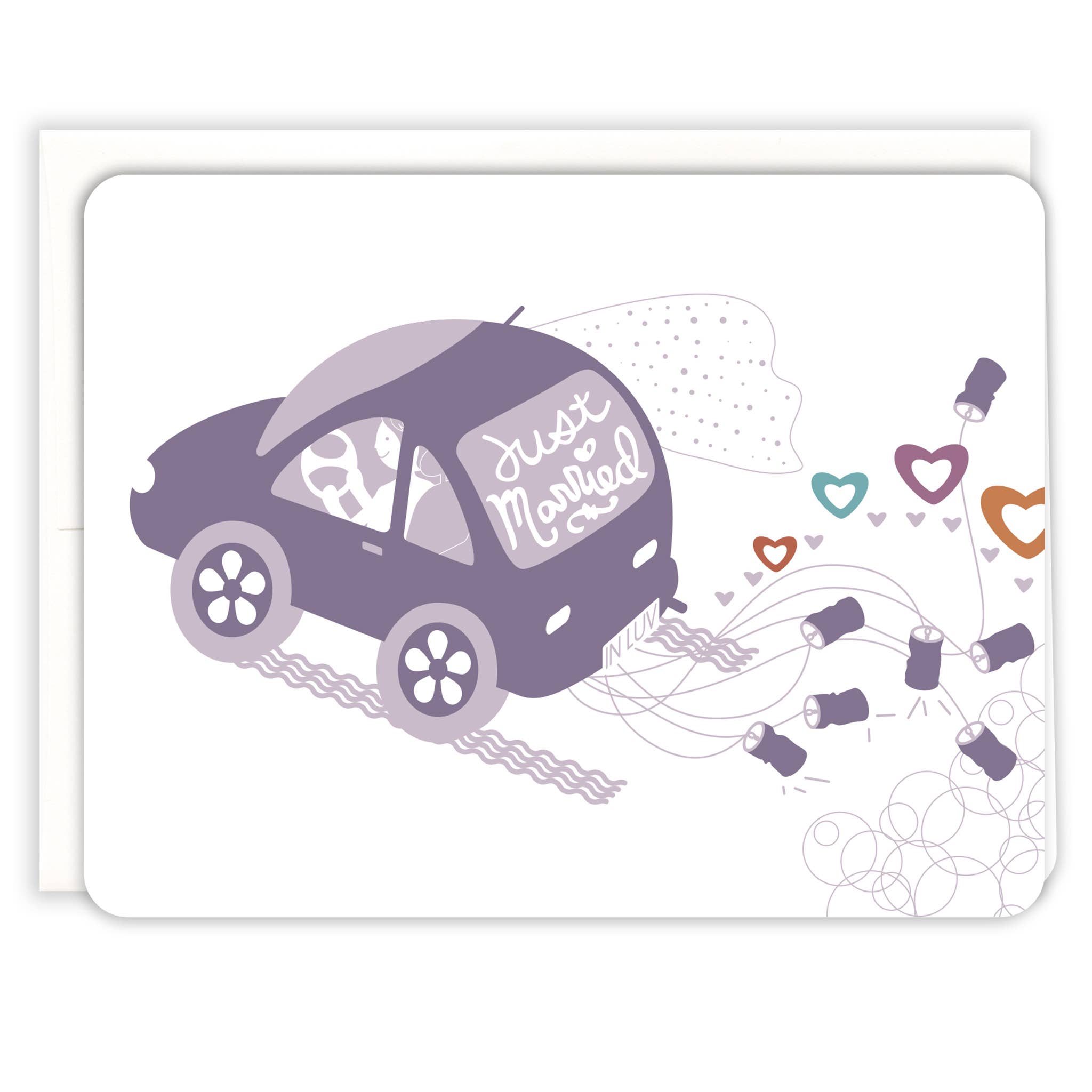 Newlyweds Car Wedding Card - One Strange Bird