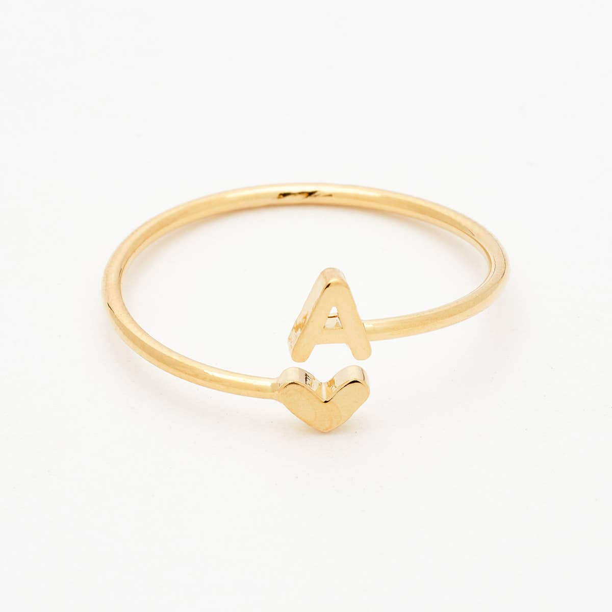 Gold Heart Initial Ring