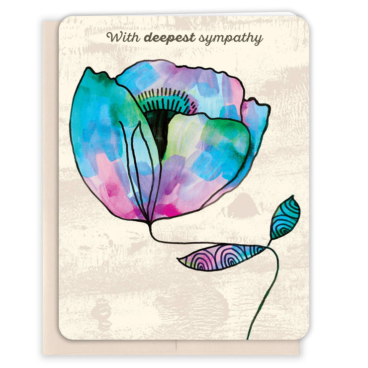 Watercolor Poppy Sympathy Card - One Strange Bird
