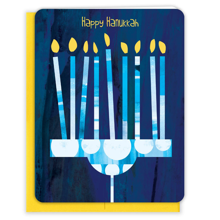 Happy Hanukkah Large Menorah Greeting Card - One Strange Bird