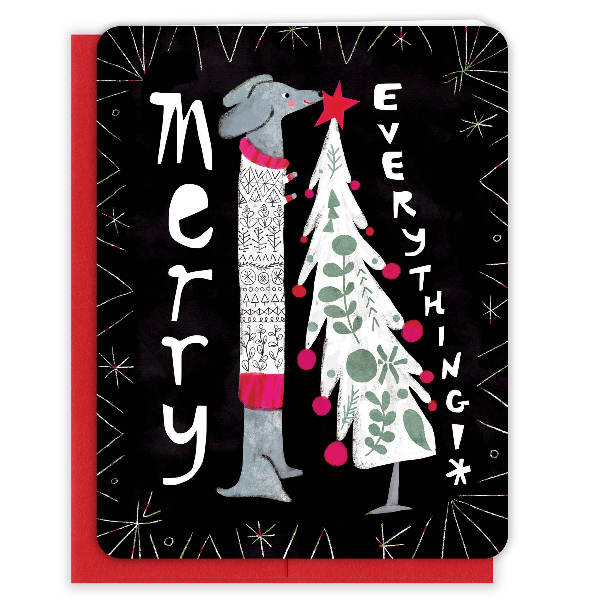 Dachshund Christmas Tree Card - One Strange Bird