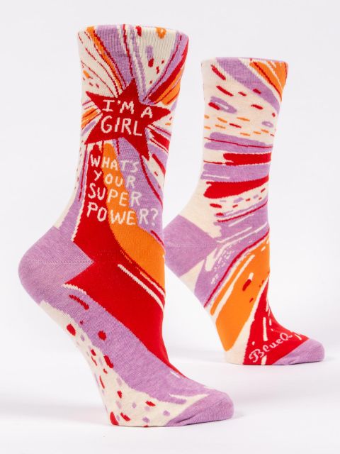 I'm a Girl; What's Your Superpower? W-Crew Socks