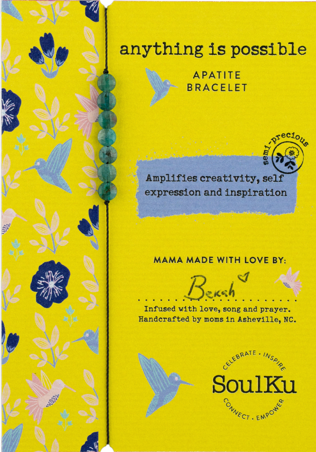 Apatite Hummingbird Bracelet Anything is Possible - HMBD02