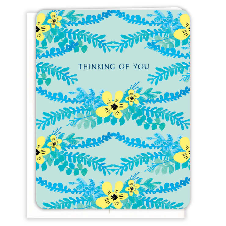 Thinking Of You Floral Vine Blank Card - One Strange Bird